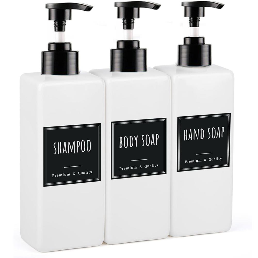 Пластиковый дозатор для мыла объемом 500 мл с этикеткой, современный контейнер для шампуня для ванной комнаты, кухни, туалета