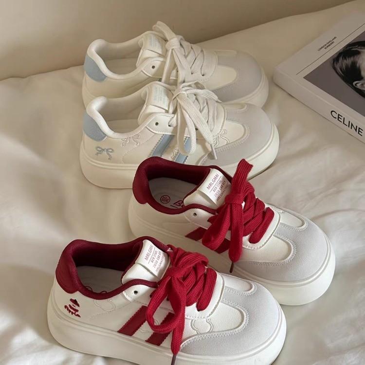 Fashion Women's Vulcanize Shoes Design Round Toe Lace Up Sports Casual Women's Sneaker Shoes Comfortable Flat Shoes Zapatos De Mujer