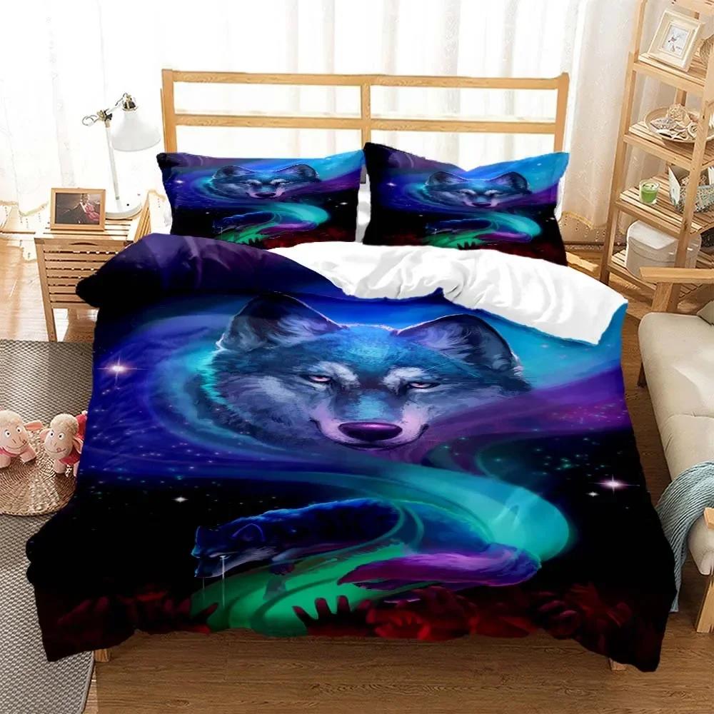 Wolf Digital Print Comfortable Duvet Quilt Cover Pillowcase Bedding Set Children Bedroom Decoration Home Textile