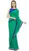 Atasi Women Georgette Saree Solid Sea Green Casual Sari With Unstitched Blouse