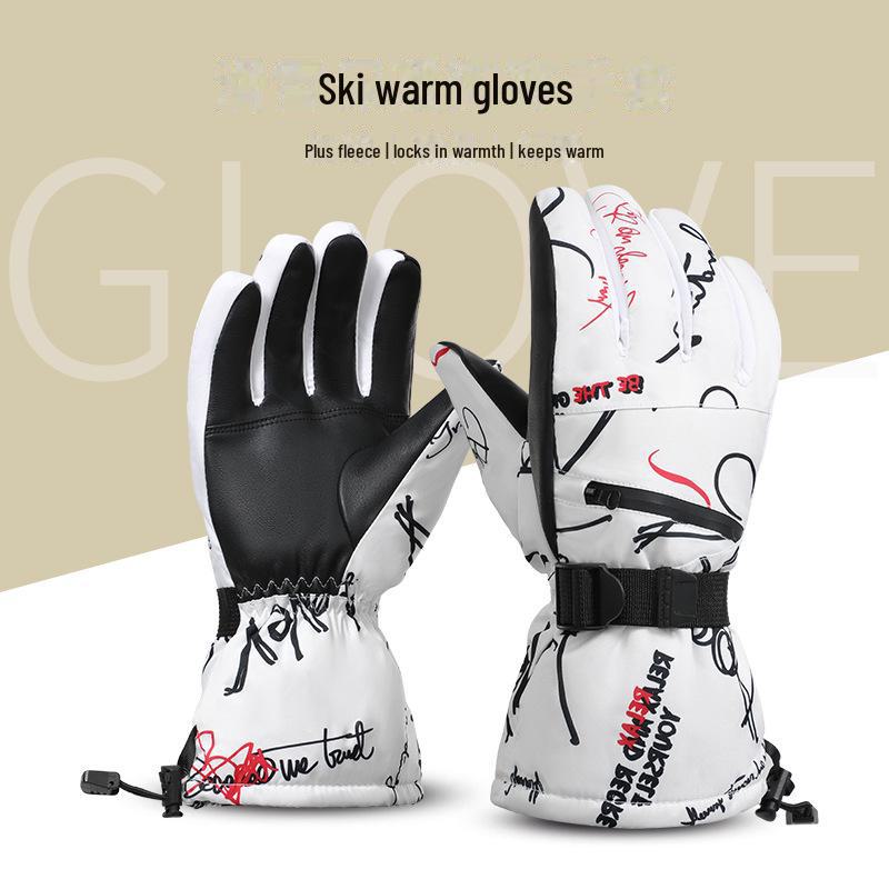 Men's Cold-Proof Thick Velvet Windproof Touchscreen Ski & Motorcycle Gloves for Winter Outdoor Activities