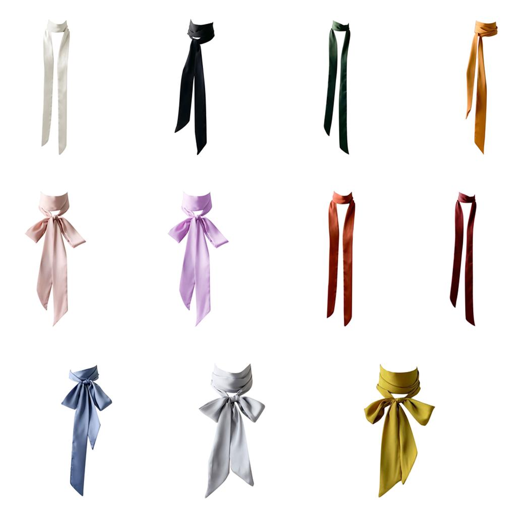 Long Ribbon Silk Scarf Elegant Hand Tied Neck Scarf Elegant Hair Scarf Women Dinner Party Hairband Fashion Hair Decors