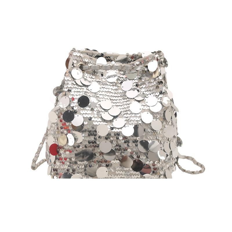 Premium Sequined Chain Bucket Bag Women's 2025 New Fashion Shoulder Bag Delivery Messenger Bag