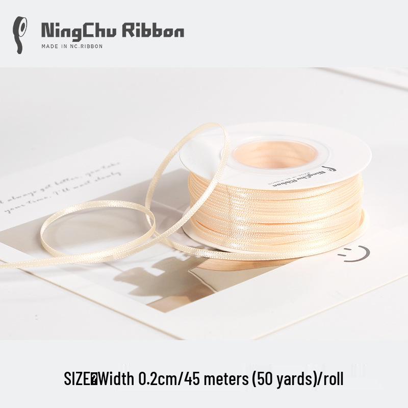 Двусторонняя атласная лента 2 мм для закладки, свадебных бантов и подарочной упаковки