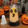 Хэллоуин Привидение Украшение Светящееся Привидение в Стеклянном Куполе Клоше Милое Белое Привидение со Светодиодной Подсветкой для Дома Кухни Каминной Полки Настольный Декор