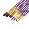 10 Pcs Artist Paint Brush Set Nylon Hair Watercolor Acrylic Oil Painting Drawing