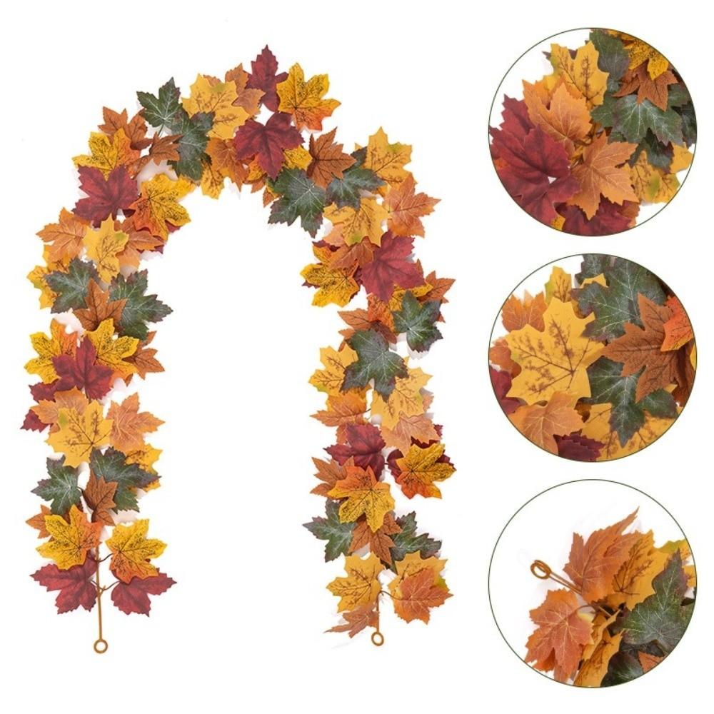 Vibrant Autumn Leaf Hanging Vine Flexible Faux Fall Leaves Strings Outdoor Decor