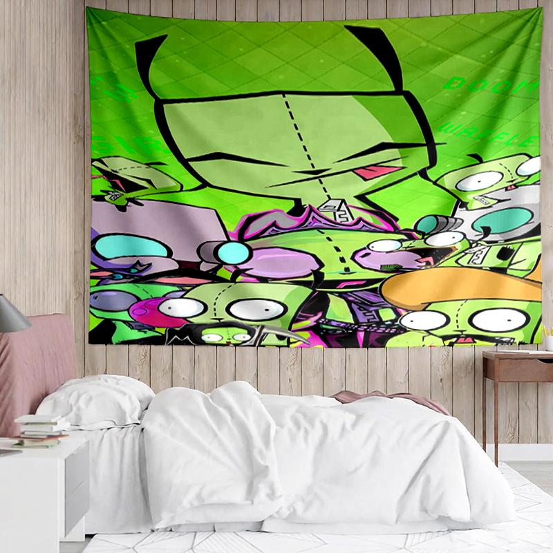 Invader-Zim Print Tapestry, Backdrop, Easy Setup, Ideal for Bedroom, Office & Living Room, with Aesthetic Wall Hanging Decor.