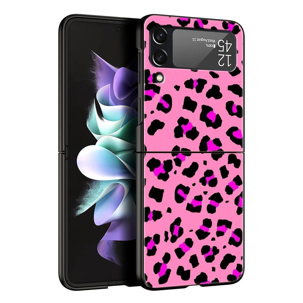 Чехол для телефона с леопардовым принтом для Samsung Galaxy Z Flip 6 5 4 3 Корпус для Samsung Z Flip3 Flip4 Flip5 Flip6 Жесткая крышка из поликарбоната