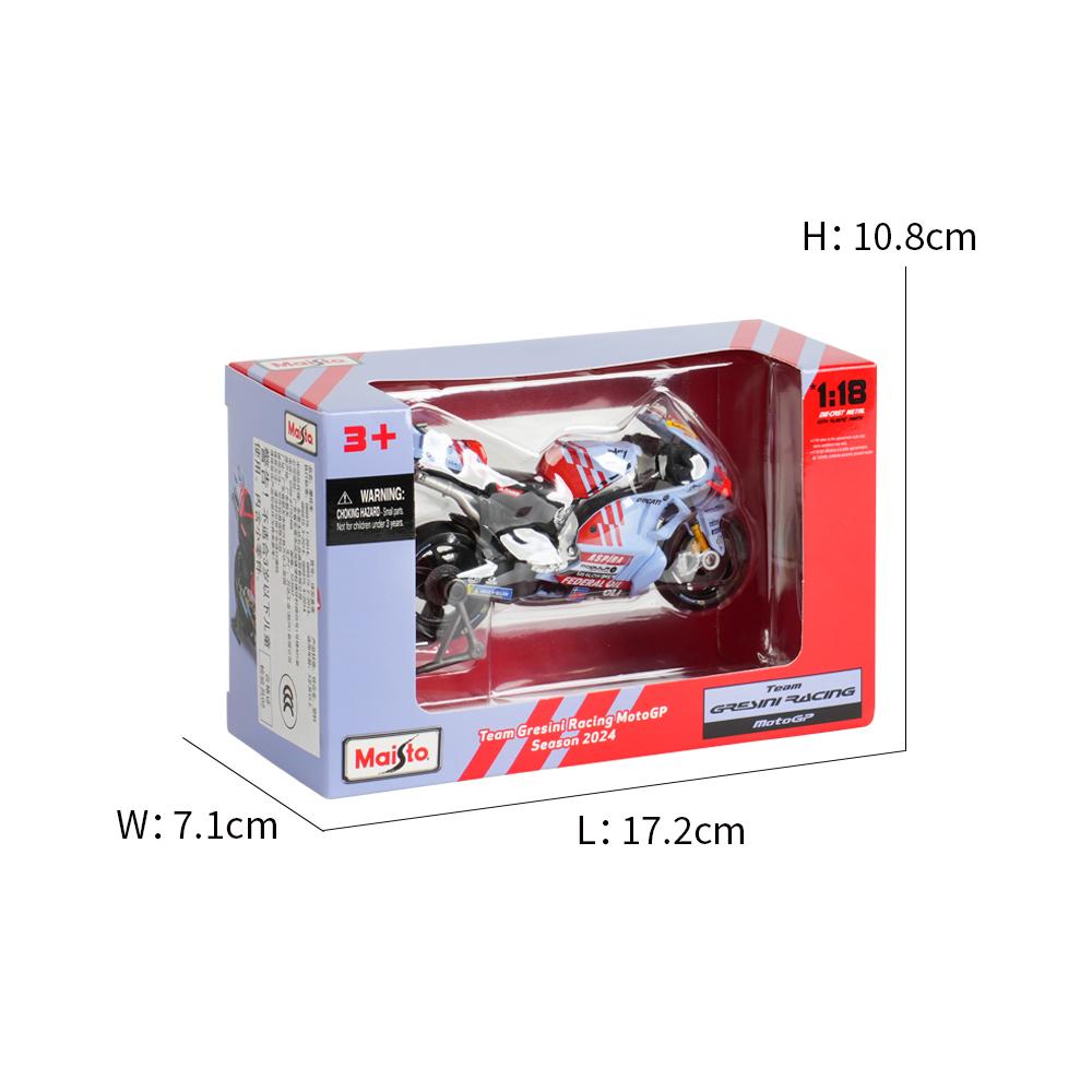 Майсто 1:18 Gresini Racing 2024 GP Racing Repsol Team Литые Коллекционные Модели Мотоциклов Игрушки