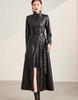 Stylish Genuine Lambskin Leather Handmade Casual Formal Women Long Trench Coat