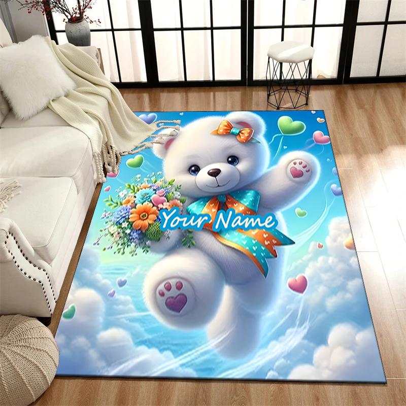 1PC Custom Name "Teddy Bear Dreams" Theme Floor Mat Ideal for Living Room, Game Rooms, Office, Bedroom, Office Floor Mat , Floor Mats for Home