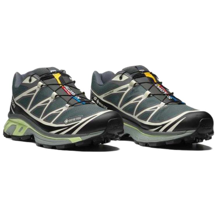 SALOMON Xt-6 Gtx Удобные Универсальные Водонепроницаемые Низкие Кроссовки Унисекс Кроссовки для Бега Городской Серый Черный Лайм 475813