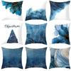 New Blue Ink Abstract Pillow Case with Gold Edge Inkjet Art Home Sleeping Pillow Cushion Cover