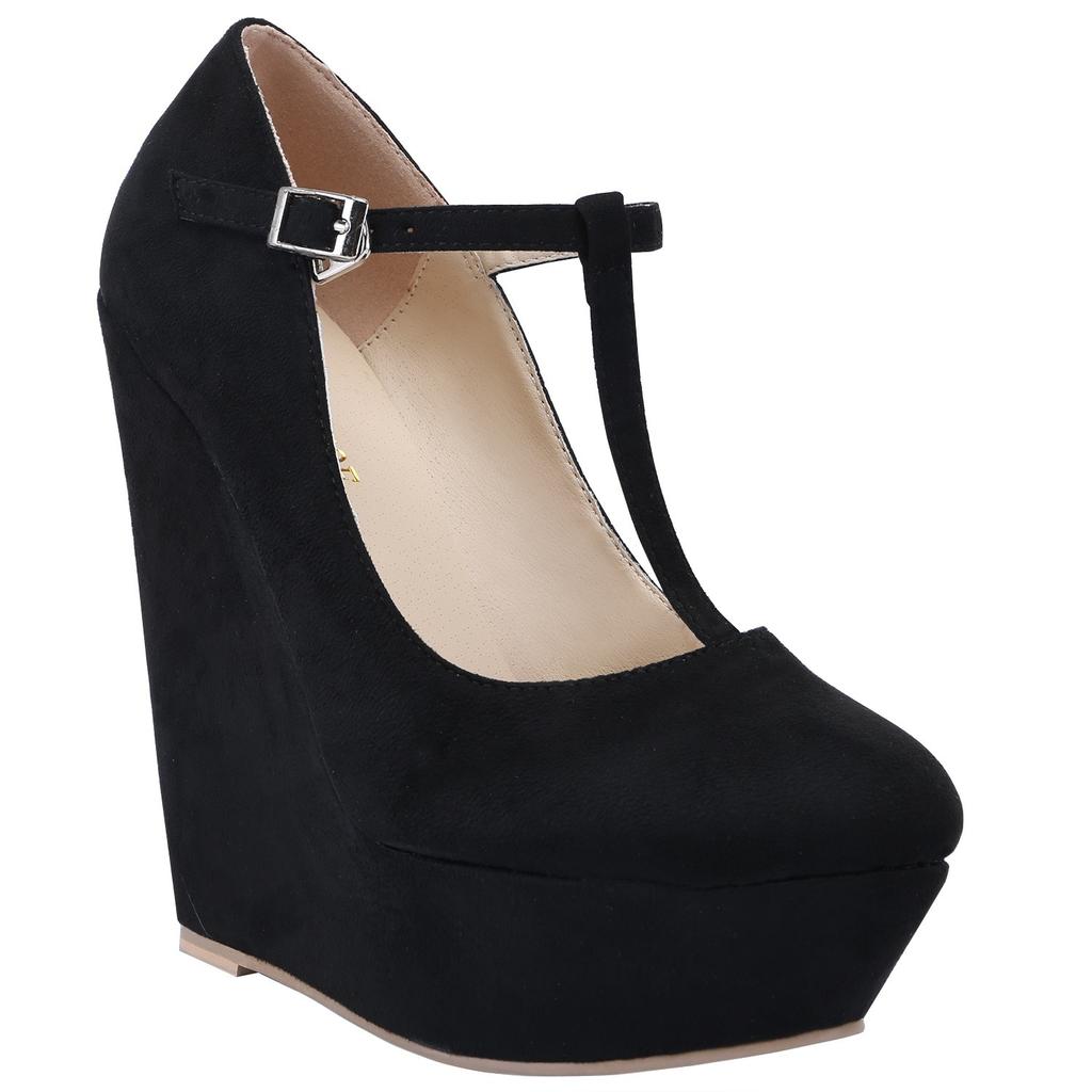 New Elegant 14cm  Ladies Platform Peep Toe Velvet  High Heels Wedge Shoes Fashion Sandals