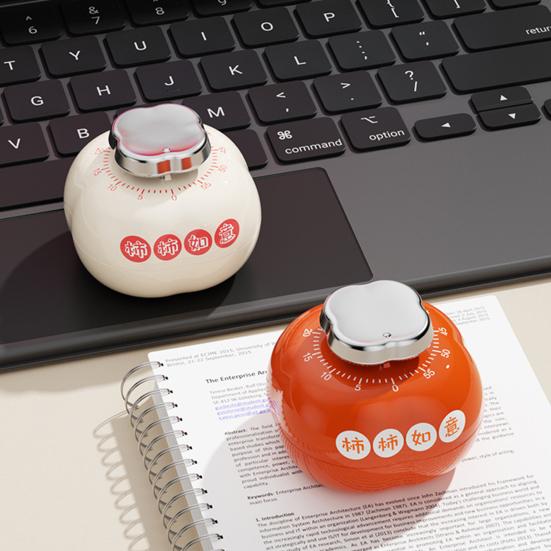Persimmon Shape Mechanical Kitchen Timer with Magnetic Back Cute Cooking Reminder for Baking Boiling 60-Minute Countdown Loud Ringing Timer
