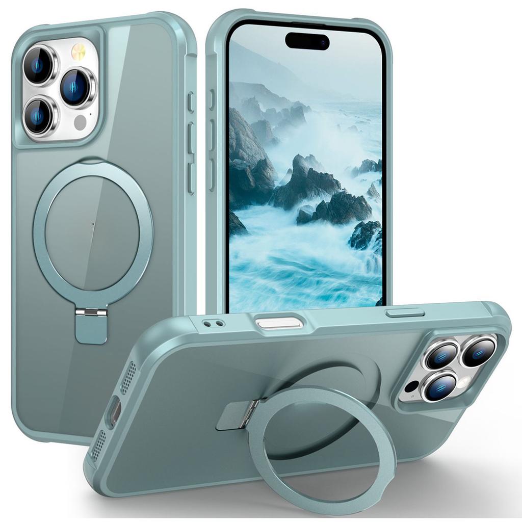 For iPhone 16 Pro Max Case Compatible with MagSafe Ring Holder Kickstand TPU+PC Phone Cover