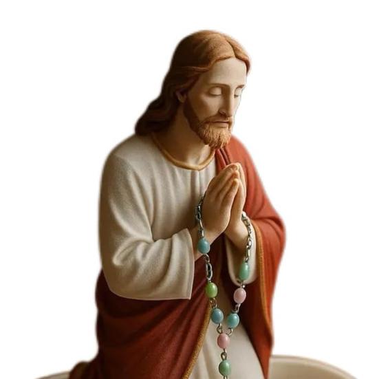 Virgin Mary Rosary Holder Resin Mary or Jesus Figurine Jewelry Dish Our Lady Prayer Rosary Dish Religious Gift Catholic Decor for Personal Devotional