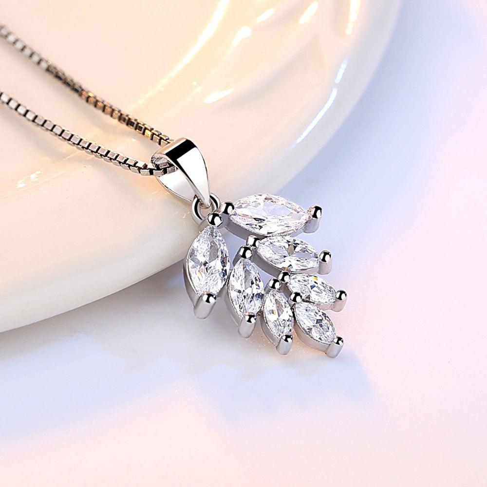 Temperament Women's Versatile Necklace Ice Leaf Silver Pendant Women's Without Chain Pendant