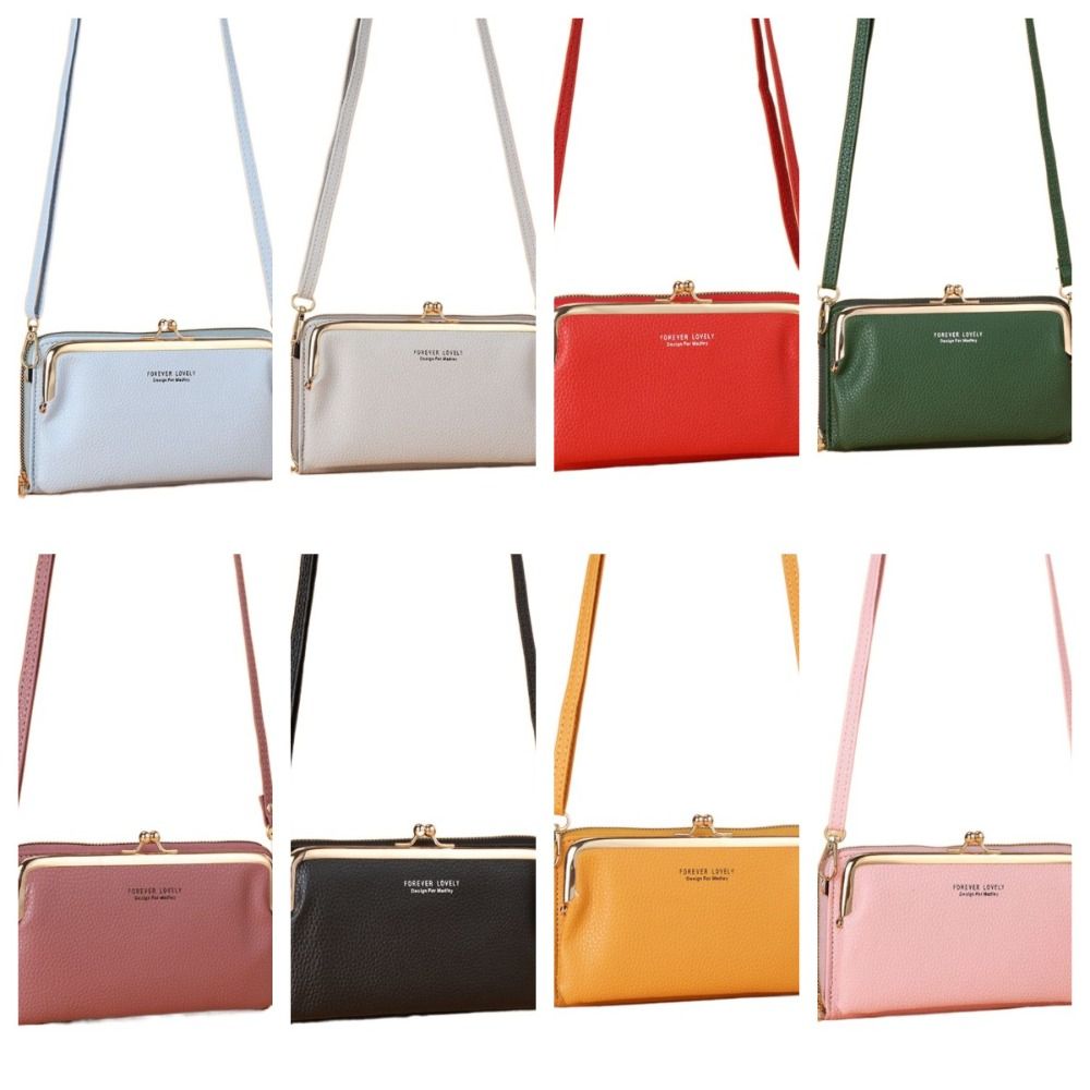 Однотонный кожаный кошелек на молнии для женщин, держатель для карт, модная сумка через плечо для телефона