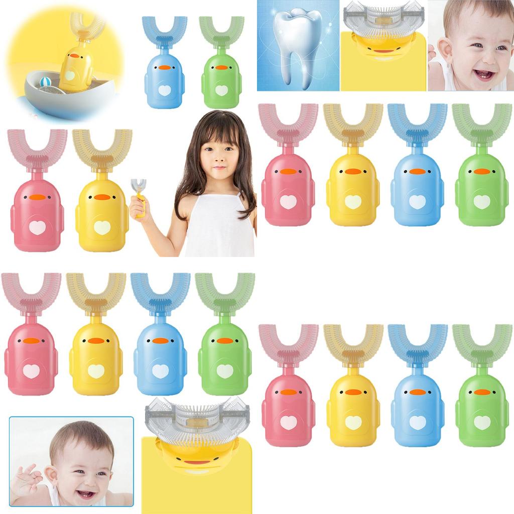 Очаровательная силиконовая U-образная зубная щетка для малышей, безопасная и удобная