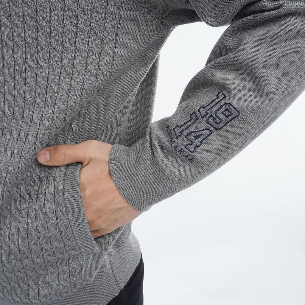 Свитер Флаг Вязаная куртка на молнии ADMA473 Серый [Admiral Golf] Мужской