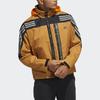 adidas Мужская куртка с капюшоном в полоску с логотипом, верхняя одежда, пшенично-коричневый HE9910
