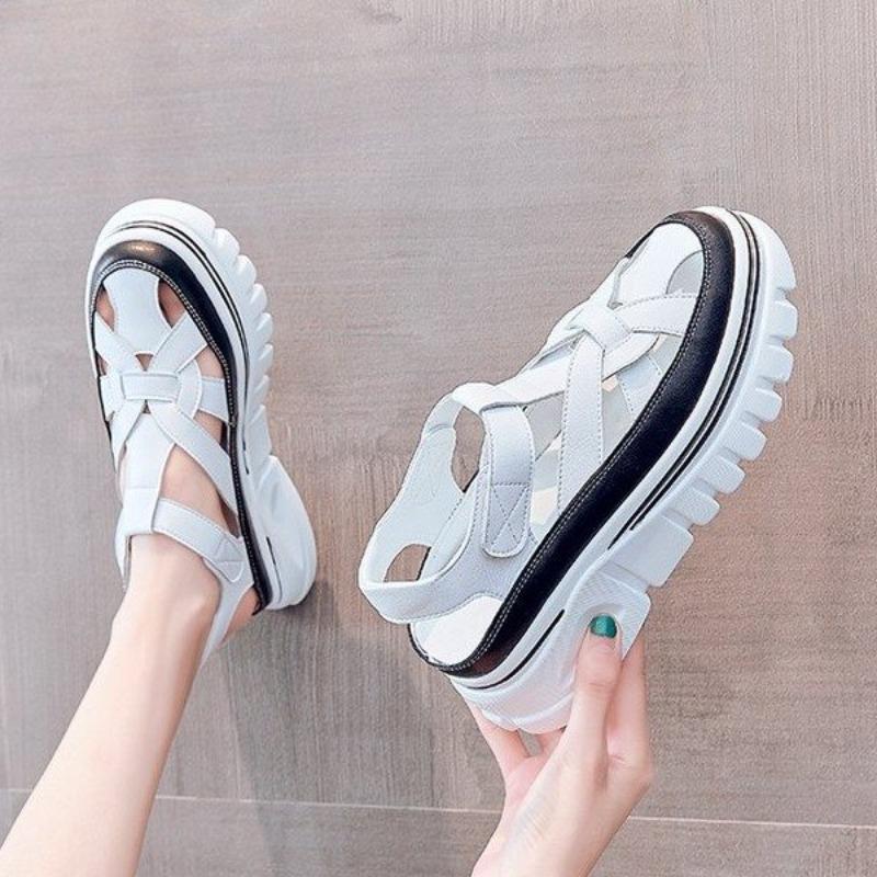 2024 Roman Wind Толстая подошва Нескользящие Сандалии De Mujer Hollow Универсальные Римские Туфли Модные Пляжные Сандалии Для Отдыха Tide Кроссовки