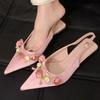 Летние женские туфли на высоком каблуке, сексуальные туфли на низком каблуке, женские сандалии, модные туфли для вечеринок с цветами, туфли женские с ремешком на одно слово, новые туфли Tacones De Mujer