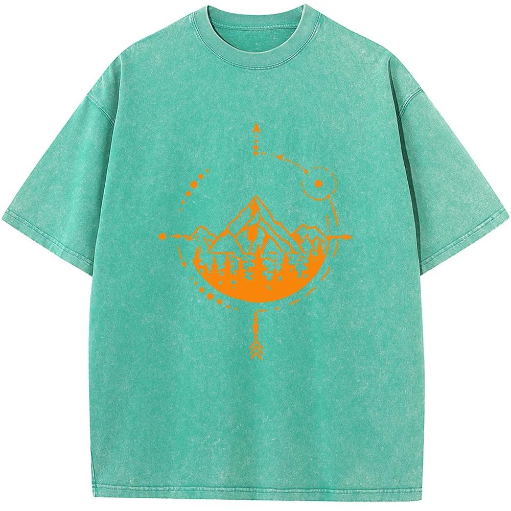 Men's Rose Gold Geometric Abstract Bleach Shirt Cotton Fashion Washed T-Shirt Vintage Summer Loose Bleached Tshirt Tops