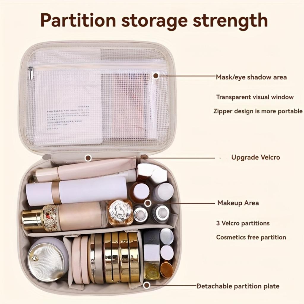 Multi Layer Large Capacity Detachable Makeup Bag, Synthetic Leather Travel Cosmetics Storage Box, Versatile Portable Beauty Essentials Storage Bag