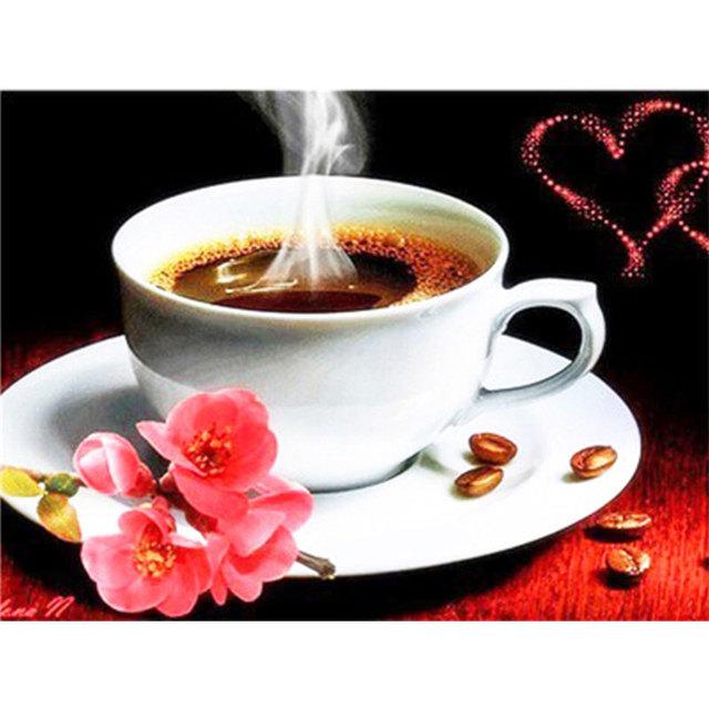 DIY 5D алмазная живопись цветы и кофе Алмазная мозаика наборы крестиков украшение дома полная круглая алмазная вышивка