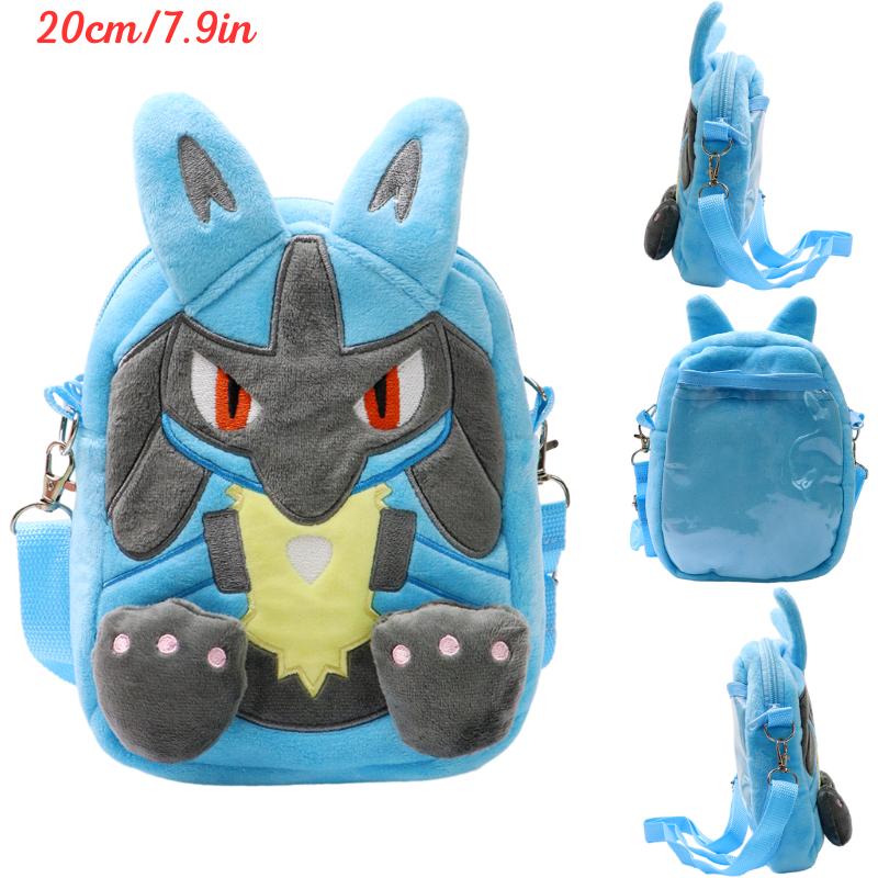 New Gengar Lucario Mimikyu Snorlax Plush Shoulder Bags Toys Kawaii Anime Psyduck Rowlet Pikachu Peluche Dolls Gifts Kids