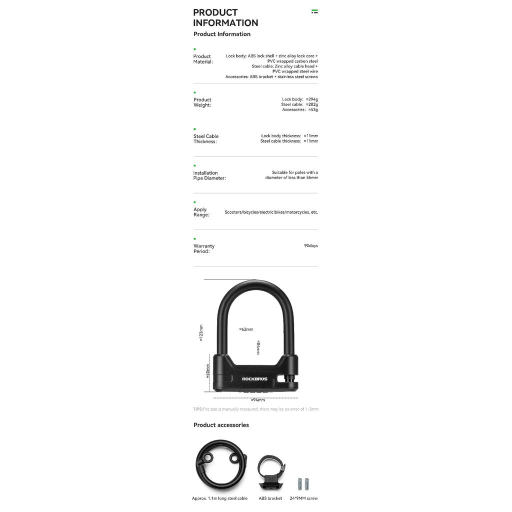 ROCKBROS Scooter Lock Multi Purpose Portable Password Bicycle Helmet Lock Durable Zinc Alloy Anti-theft MTB Cycling Cable Lock