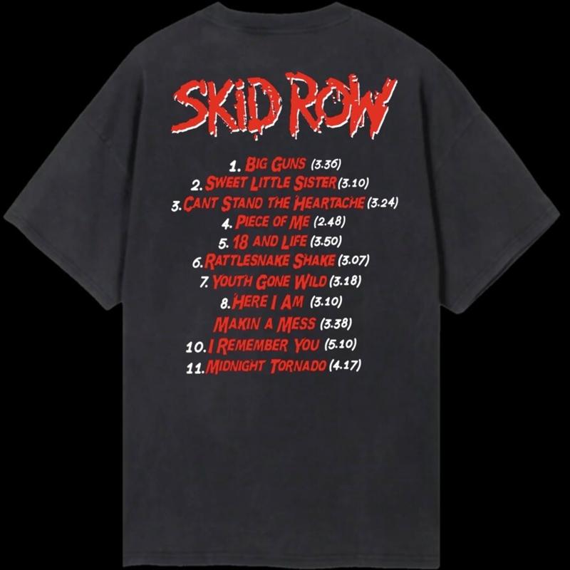 Skid Row Vintage Logo Front And Back Black 89 Album T Shirt Size Large