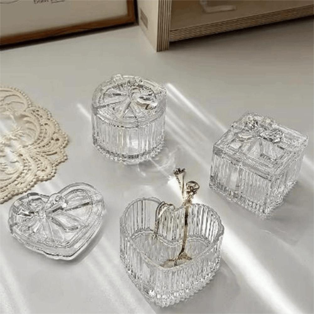 3 шт. Изысканная шкатулка для хранения ювелирных изделий из хрустального стекла, прозрачная шкатулка для хранения ожерелий, домашний декор