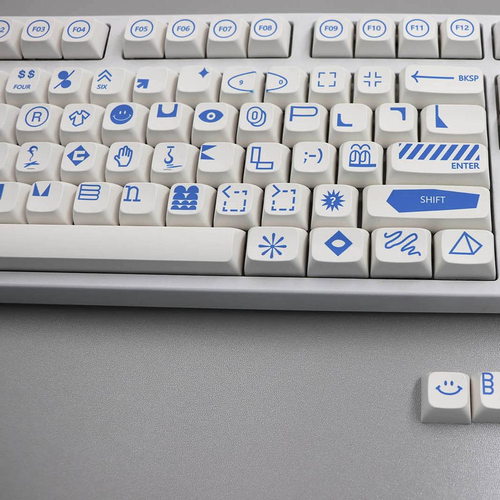 108 клавиш, колпачки с синим знаком, колпачки для клавиш PBT XDA для 61/87/104/108, колпачки для механических клавиатур, белые и синие