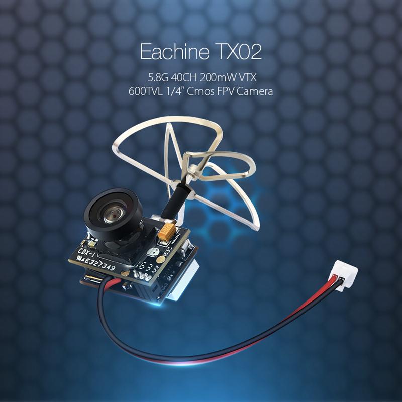Eachine Черный Pro TX02 NTSC Super Mini AIO 5,8G 40CH 200 МВт VTX 600TVL 1/4 Cmos NTSC FPV камера передатчик гоночный дрон