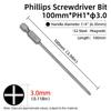 100mm Cross Head Screwdriver Bit Magnetic PH1 PH2 Phillips Screw Driver Bits 1/4” Hex Shank S2 Alloy Steel Electric Hand Tools