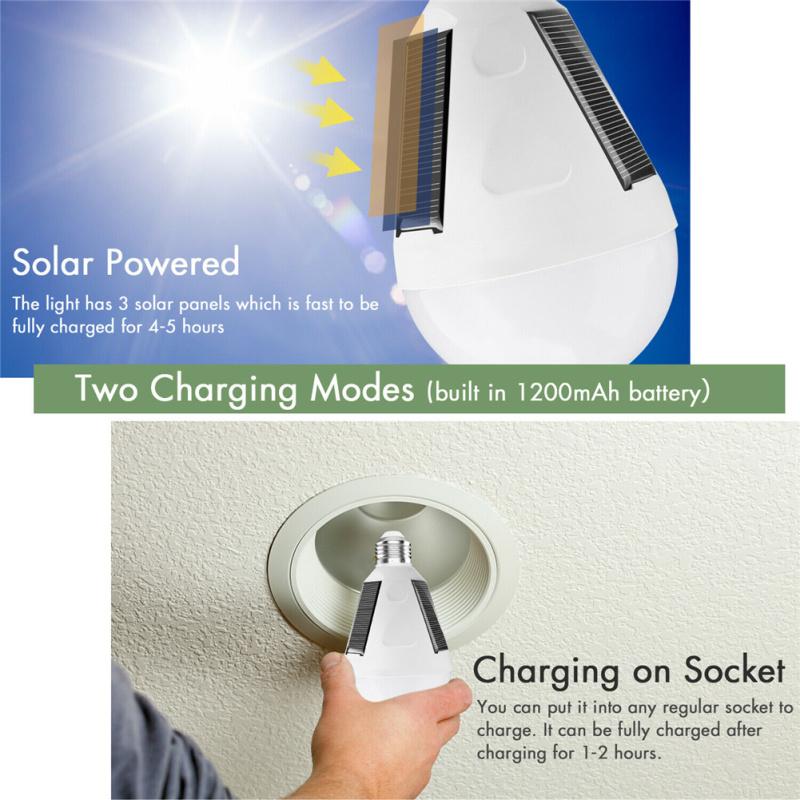 12w Led Solar Panel Light Bulb Tent Yard Garden Portable Camping Indoor/outdoor Lamp