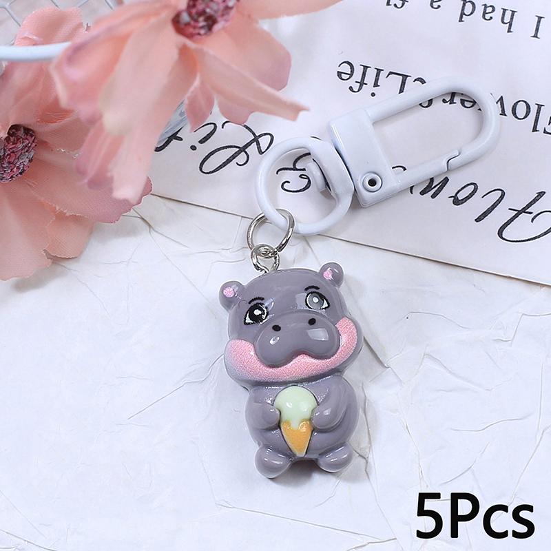 5 шт. милый мультяшный бегемот Moodeng кулон брелок новинка креативный бегемот брелок изысканный рюкзак украшения аксессуары подарки