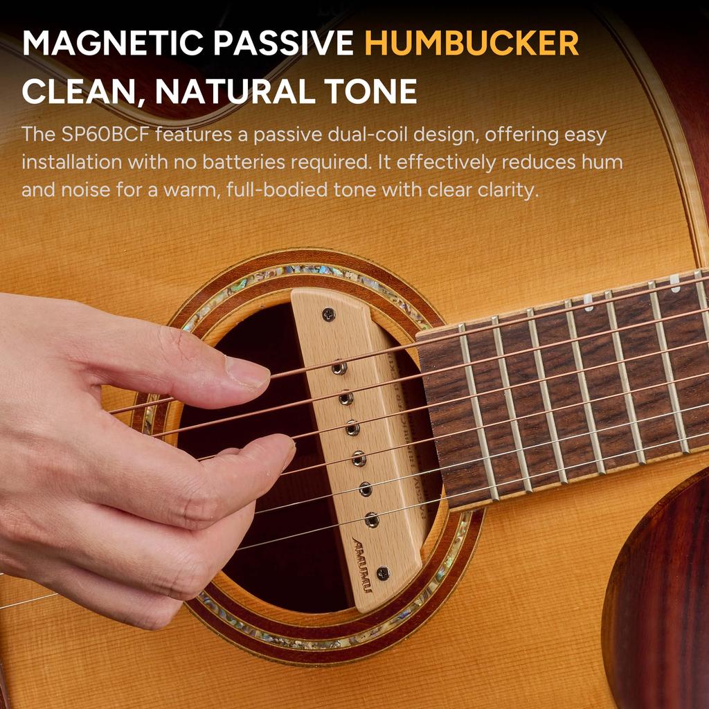 AMUMU SP60BCF Магнитный пассивный хамбакер для акустической гитары, устанавливаемый в резонаторное отверстие