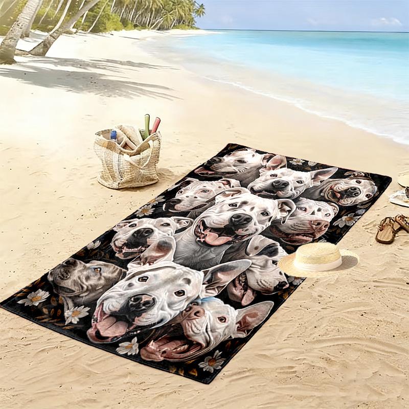 Pitbull Yorkshire Print Beach Towel, Large Soft Quick Dry Towel for Beach Camping Swimming
