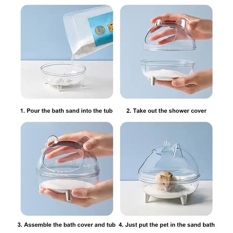Hamster Toilet Chinchilla Bath House Golden Bear Bathroom Fully Transparent Field Of View Anti-spill For Gerbil Other Small Hams Pet Wash Basin