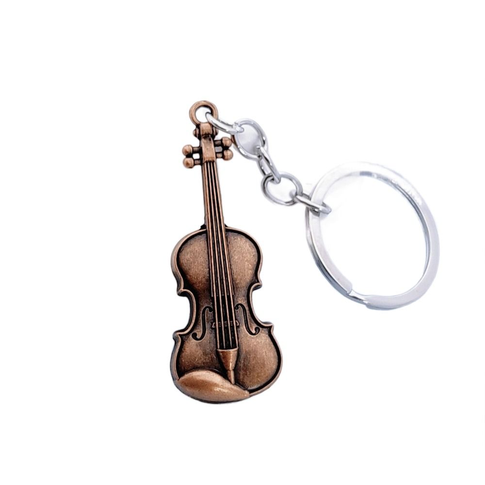 Copper Bronze Violin Key Chain Cello Musical Instrument Pendant  Musician Jewelry