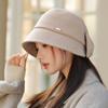 Hat Autumn Women's Retro Bow Fashion Bucket Hat Warm Woolen Basin Hat