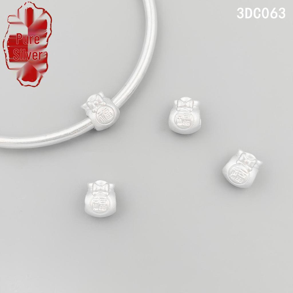 S999 Стерлинговое Серебро 3D Символ Фу Кошелек-монетница Подвеска Бусина Ювелирное изделие Плетеный Шнур Браслет Аксессуар