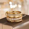 4pcs Glamorous Personalized Cubic Zirconia Multi-Layer Adjustable Copper Alloy Colorful Rings