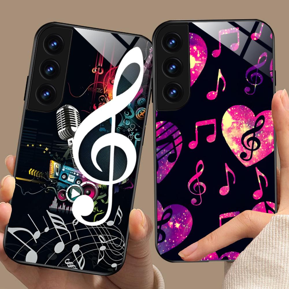 Чехол для мобильного телефона с нотным станом для Samsung Galaxy S26 S25 S24 S23 S22 S21 S20 Note20 Plus FE Ultra Стеклянный Цветной Чехол