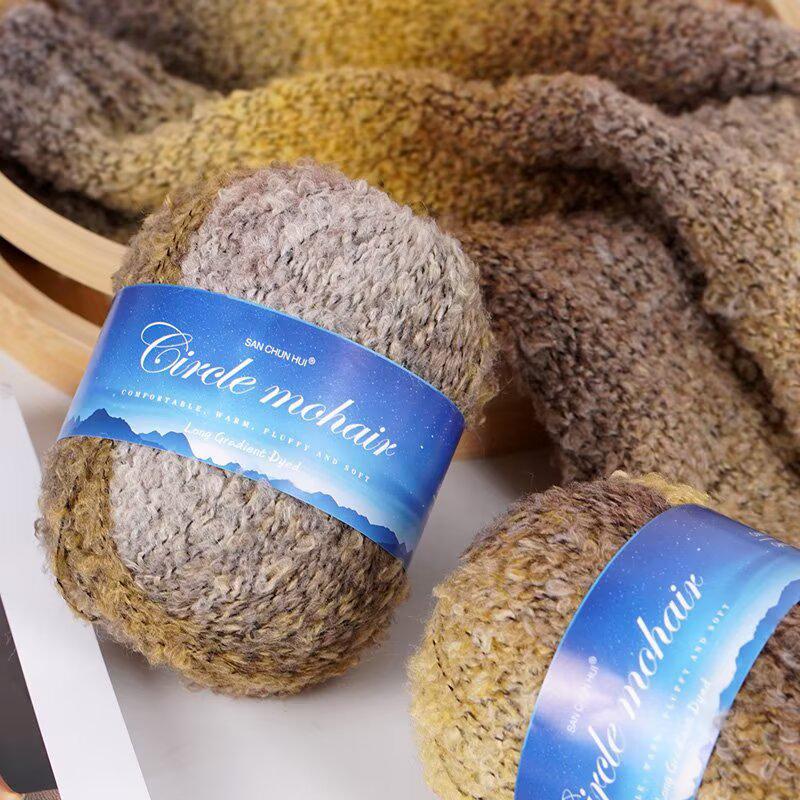 50G Секция Легкая Длинная Роскошная Пряжа Градиентной Окраски Теплый Мохер Мягкая Петля Пушистая